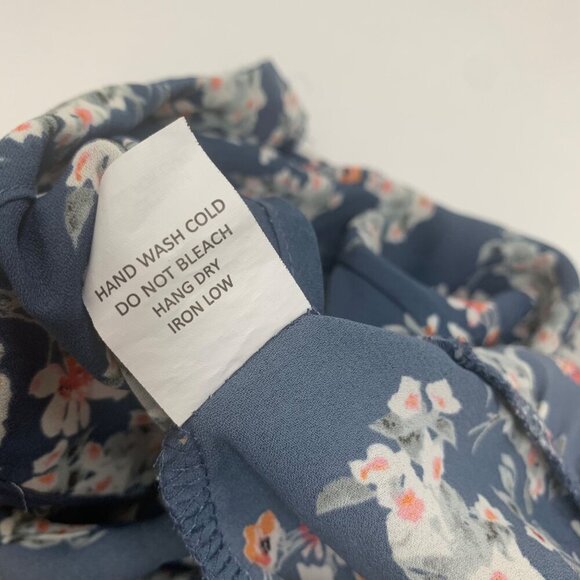 Sienna Sky Floral Cold Shoulder Blouse Top Keyhole Detail Size Small Blue White - Picture 6 of 8